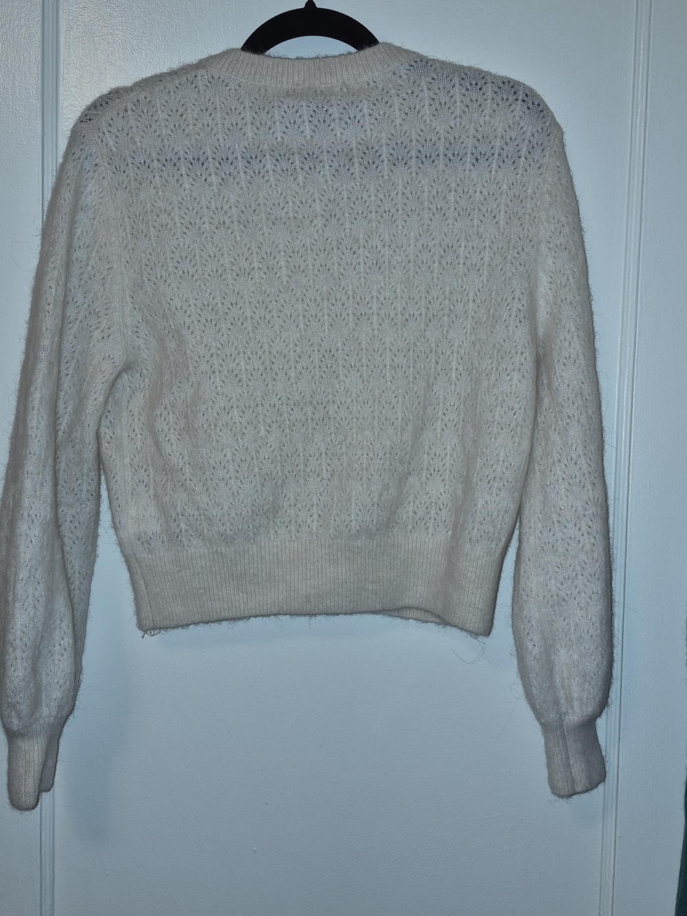 New Tags & Other Stories Cream Eyelet Knit Heart Button Cardigan, Size S - Picture 2 of 3